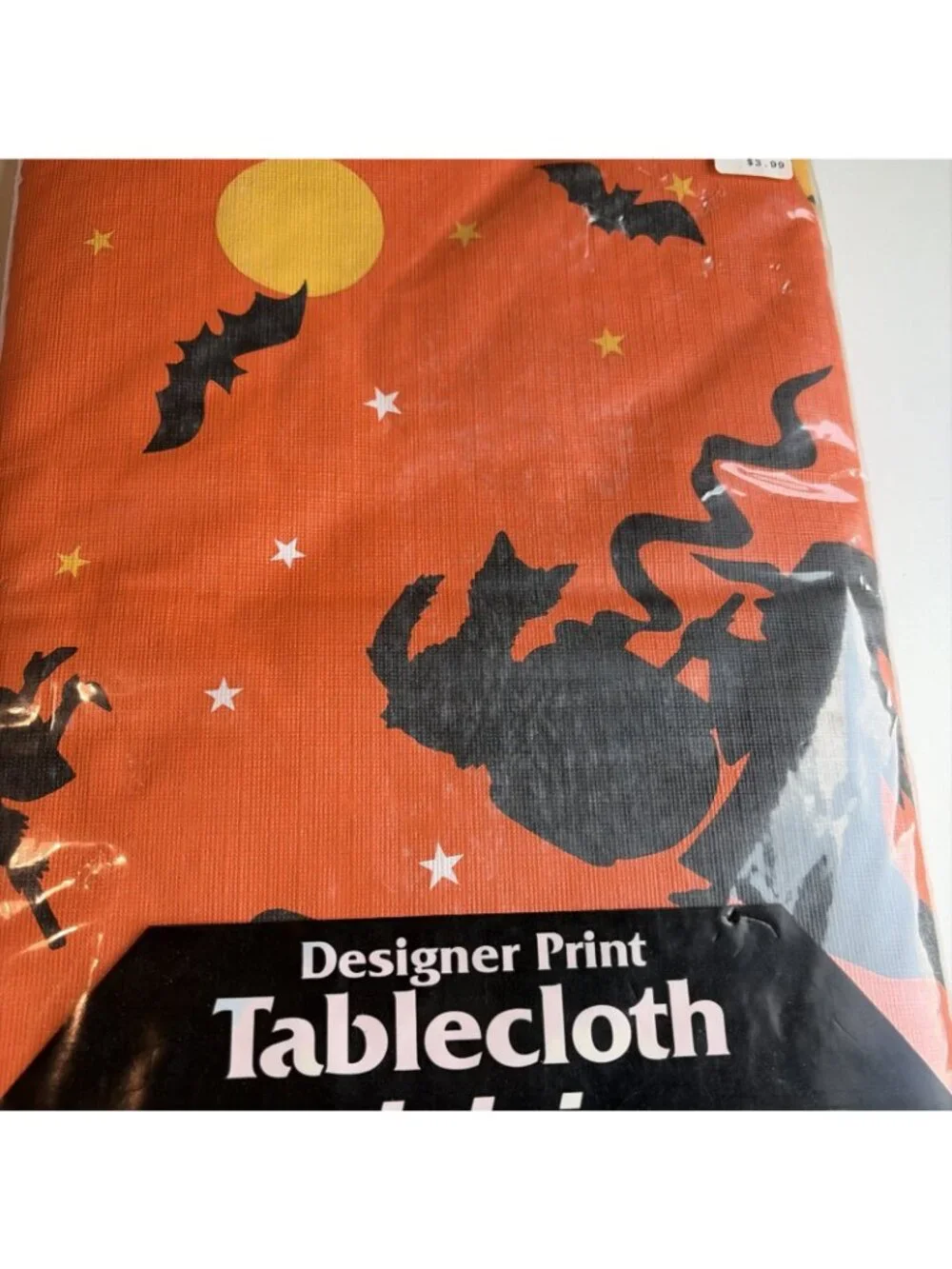 Vintage Halloween Witch Kitchen Tablecloth Flannel Backed Vinyl Rectangle 52x90”